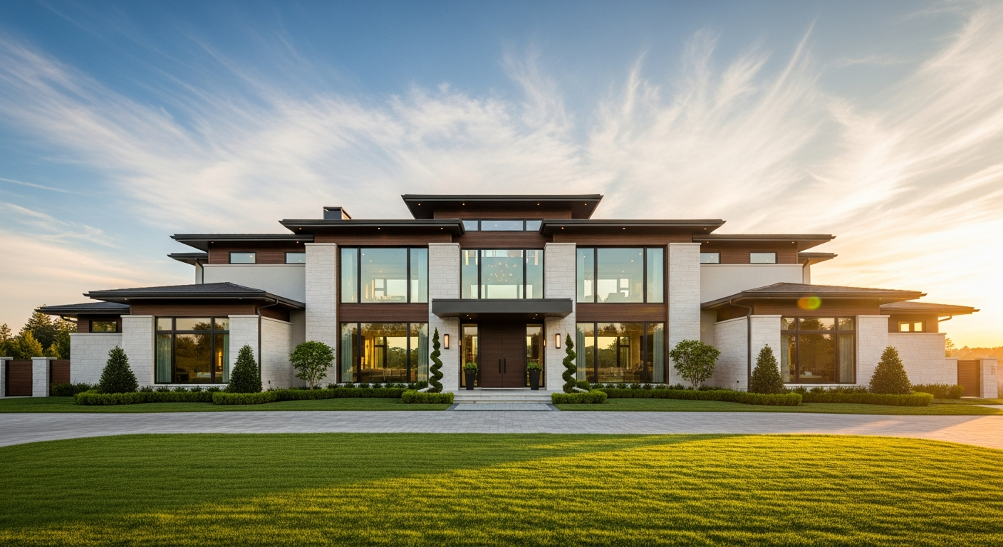 Luxury modern home exterior - Crestview Realty Group website by JADE AI
